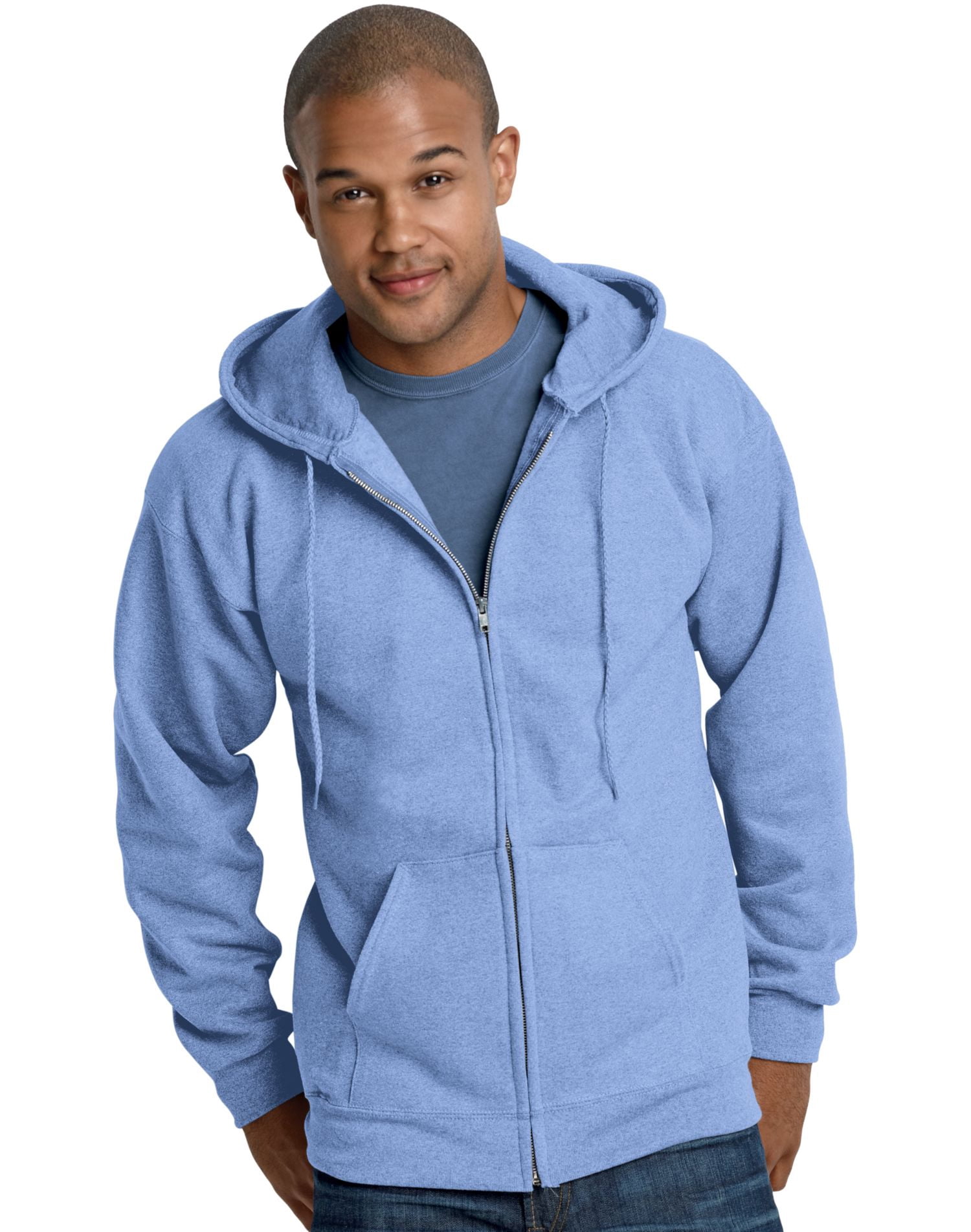 Hanes Ultimate Coton Molletonné pour Adulte à Fermeture Éclair Intégrale, 3TG, Bleu Pâle
