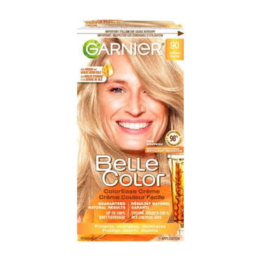 Garnier Belle Color Permanent Hair Dye, 90 Light Blonde, 100% Grey Coverage, Enriched with Argan Oil and Wheat Germ Oils - 1 Application