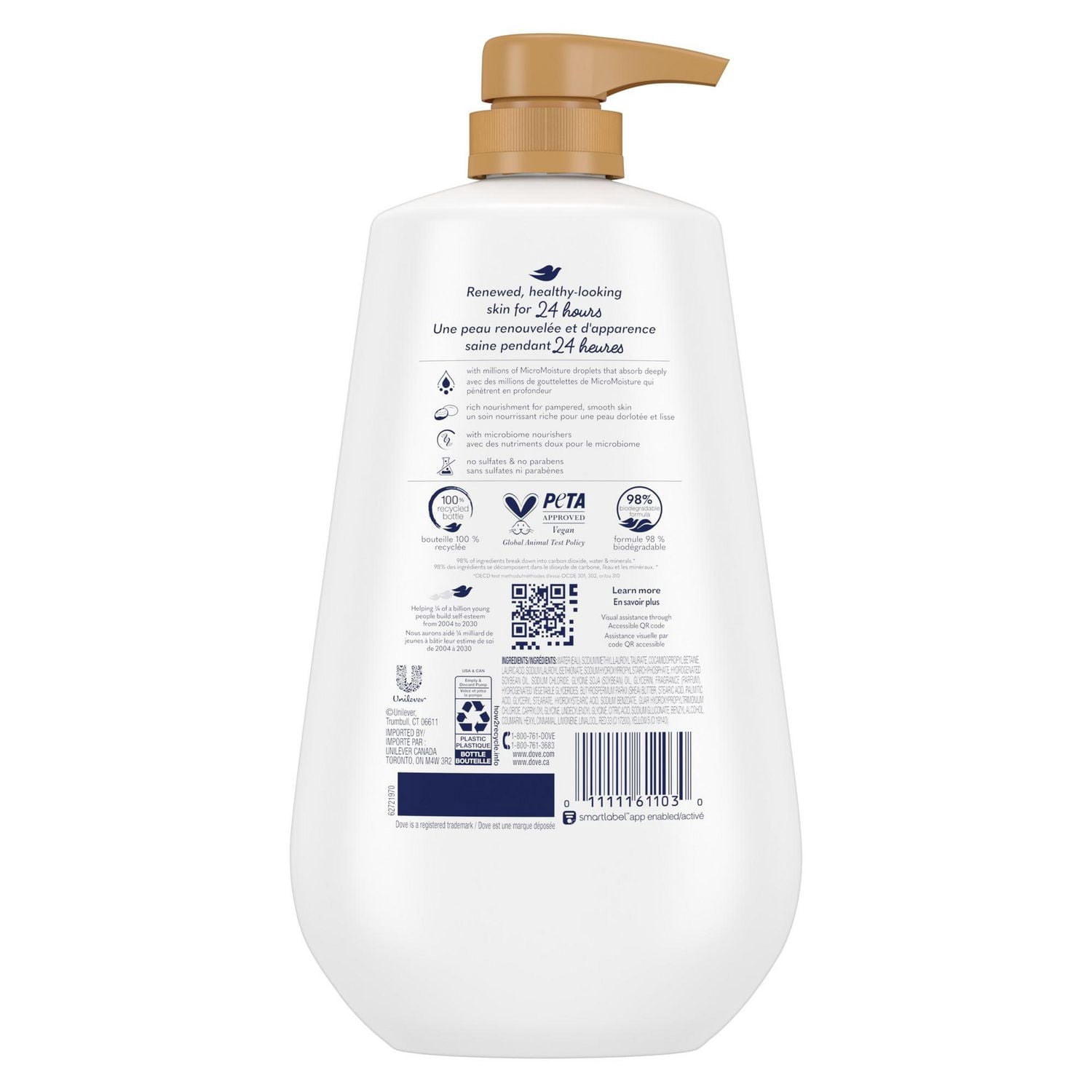Dove Nettoyant Corporel Beurre de Karité + Vanille Dorlotant Hydratant, 905 ml