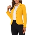 thumbnail image 4 of INSPIRE CHIC Blazer de Travail pour Femme Col à Revers Veste à Manches Longues Blazer de Complet L Jaune, 4 of 6