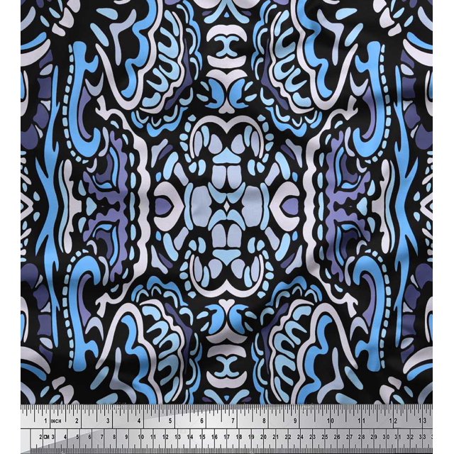 Soimoi Poly Georgette Fabric Floral & Paisley Decorative Print Fabric by The Yard 52 Inch Wide
