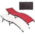 thumbnail image 1 of Costway Lot de 2 Chaises Longues Pliantes en Rotin pour Patio, Empilables, Coussin Double Face, 1 of 10
