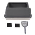 thumbnail image 2 of Stainless Steel Cat Litter Box with Lid, High Sided Large Metal Litter Box, Pet Kitty Litter Toilet Box Enclosed Kitty Litter Pan Anti Leakage Non Stick Easy to Clean, 2 of 7