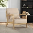 thumbnail image 2 of HOMCOM Fabric Accent Chair Velvet Armchair w/ Wood Legs Thick Padding Beige, 2 of 10