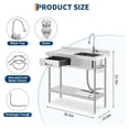 thumbnail image 2 of 39 x 23 x 31-Inch Stainless Steel Utility Sink with Left Drawer, Freestanding Single Bowl Kitchen Sink, Drawer Pull-Out, Hot/Cold Faucet, Built-In Drain Basket, Dish Rack for Laundry Room, Garage, 2 of 7