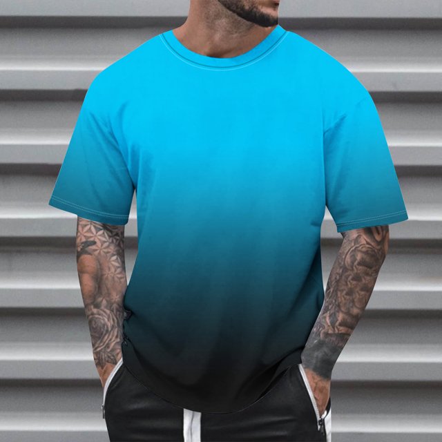 Qertyioot Été Mode Casual Hommes Col Rond Imprimé T-shirt Top Hipster Chemise