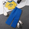 thumbnail image 2 of XDZJLR Ensemble 2 Pcs pour Fille, Sweat à Manches Courtes et Pantalon Cargo Bleu 11-12 Ans, 2 of 3