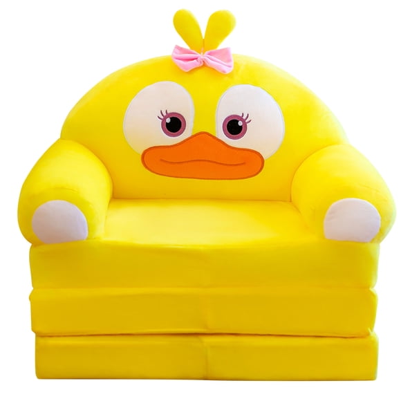 Plush Foldable Kids Sofa Backrest Armchair 2 in 1 Foldable Children Sofa Cute Cartoon Lazy Sofa Children Flip Open Sofa Bed for Living Room Bedroom Without Liner Filler