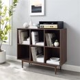 thumbnail image 2 of Crosley Furniture Liam 6 Cubby Wooden Record Storage Cube Bookcase in Walnut, 2 of 11