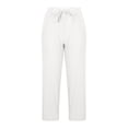 thumbnail image 5 of Diufon Cotton Linen Womens Pants Solid Color Lounge Pants High Waist Drawstring Pants with Pockets, 5 of 5