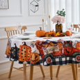 thumbnail image 1 of Halloween Round Tablecloth White 70 Inch Pumpkin Ghost Grave Spiderweb Baffalo Plaid Table Cloth - Polyester Table Cover Water-Repellent, Washable, Reusable for Party Dining Table Décor, 1 of 7