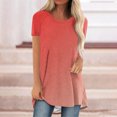 thumbnail image 1 of Hauts d'Été pour Femmes, T-Shirts à Col Rond Dégradés pour Femmes à la Mode Coupe Ample Manches Courtes Col Rond Blouse Longue Hauts Décontractés pour Dames, 1 of 1