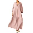 thumbnail image 1 of Babysbule Robes d'Été pour Femmes Liquidation Femmes Grande Taille Manches Longues Col en V Croisé Robe Maxi Robe Chemise Longueur Complète Robe Ligne, 1 of 8