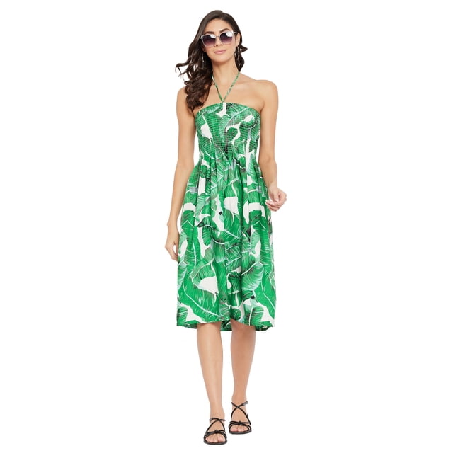 Oussum Robe Tube Courte pour Femmes Sans Manches, Robes d'Été, Vert