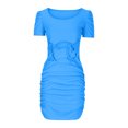 thumbnail image 4 of Gspmoly Robes d'Été pour Femmes, Mode Femmes Été Manches Courtes Aguichant Fête Bandage Robe de Couleur Unie Robes de Cocktail Liquidation, 4 of 8