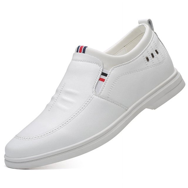 Summer White Shoes Genuine Leather Korean Style Spring and Autumn Men's Invisible Inner Height Increasing Men's Shoes Business Casual Leather Shoes for Men