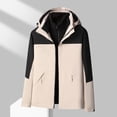 thumbnail image 3 of Pisexur Vestes pour Hommes Manteaux Confortables pour Hommes Unisexe à Capuche Manches Longues Patchwork Fermeture Éclair Coquille Rigide Molleton Randonnée Vêtement d'Extérieur Manteau Beige,G, 3 of 7
