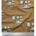 thumbnail image 1 of Soimoi Brown Poly Georgette Fabric Monitor,Books & Study Table Education Theme Printed Fabric 1 Yard 52 Inch Wide, 1 of 3