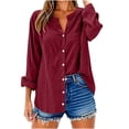 thumbnail image 4 of Wensltd Chemises à Manches Longues Col en V pour Femmes Tunique en Lin Ample avec Poche, 4 of 6