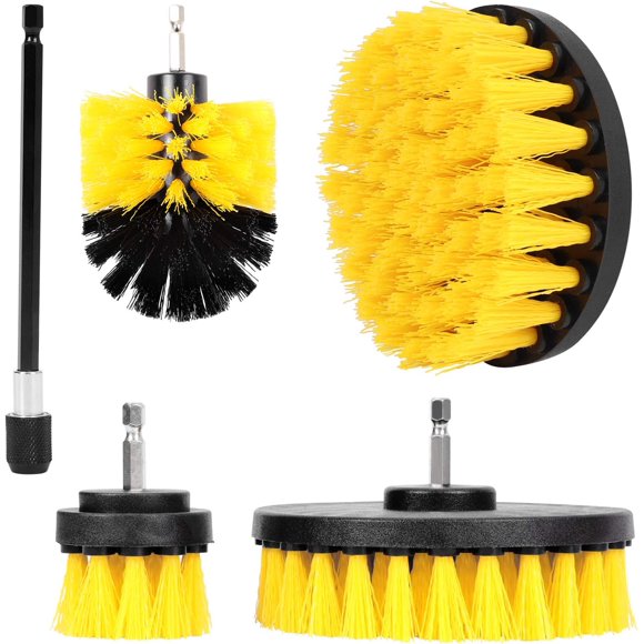 Power Scrubbing Drill Brush Attachment, Supreme Shower Cleaning, Quick Change Shafts For Interior Cleaning, Nylon Bristles, Ergonomic Design For Efficient Carpet Cleaning (5 Pieces)
