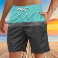 thumbnail image 4 of Plebaso Men's Beach Shorts Color Block Drawstring Casual Shorts Trendy Summer Vacation Shorts for Men, 4 of 4