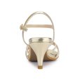thumbnail image 2 of BLISSFUL STEP Women's Shoes Rhinestone Ankle Strap Kitten Heel Open Toe PU Buckle Sandals  Gold 8.5, 2 of 8