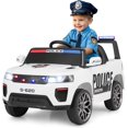 thumbnail image 1 of OLAKIDS Ride on Police Car, 12V Kids Battery Powered Electric Vehicle with Siren, Flashing Lights, Bluetooth, Music, MP3, USB, Power Display, Spring Suspension, Aged 3-8 Years, 1 of 9