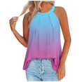 thumbnail image 1 of Timegard Womens Tank Tops Gradient Color Crew Neck Back Button Ruched Casual Sleeveless Tops Blouses, 1 of 3