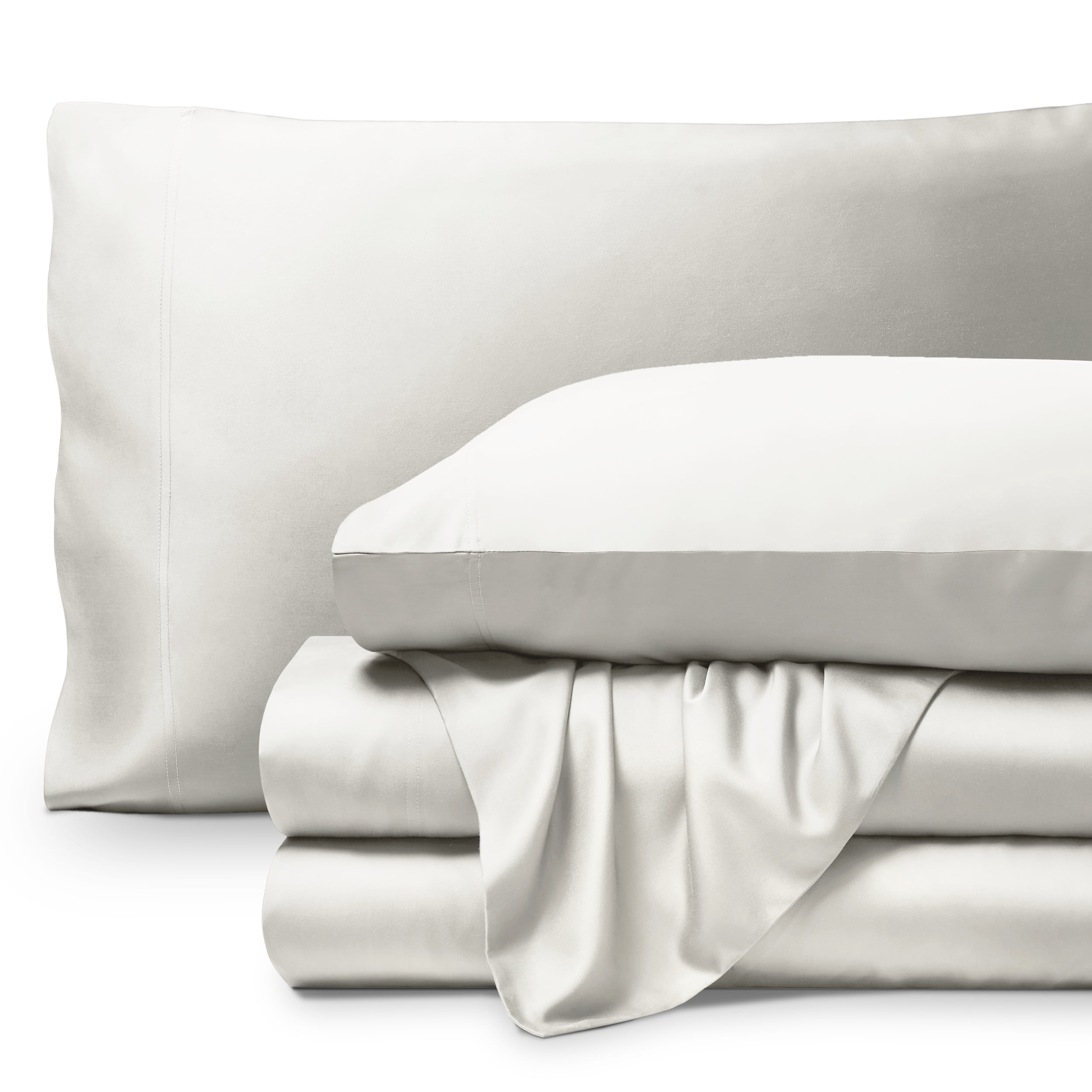 Bare Home Bamboo Sheet Set - Made from Rayon Fibers - Deep Pockets - 4 Piece - Split Head Flex King, Cream
