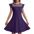 thumbnail image 1 of MIASHUI Girls Summer Casual Party Dress with Ruffle Sleeves and Mesh A-Line Design Featuring Convenient Pockets for Kids Dark Purple,7-8 Years, 1 of 4