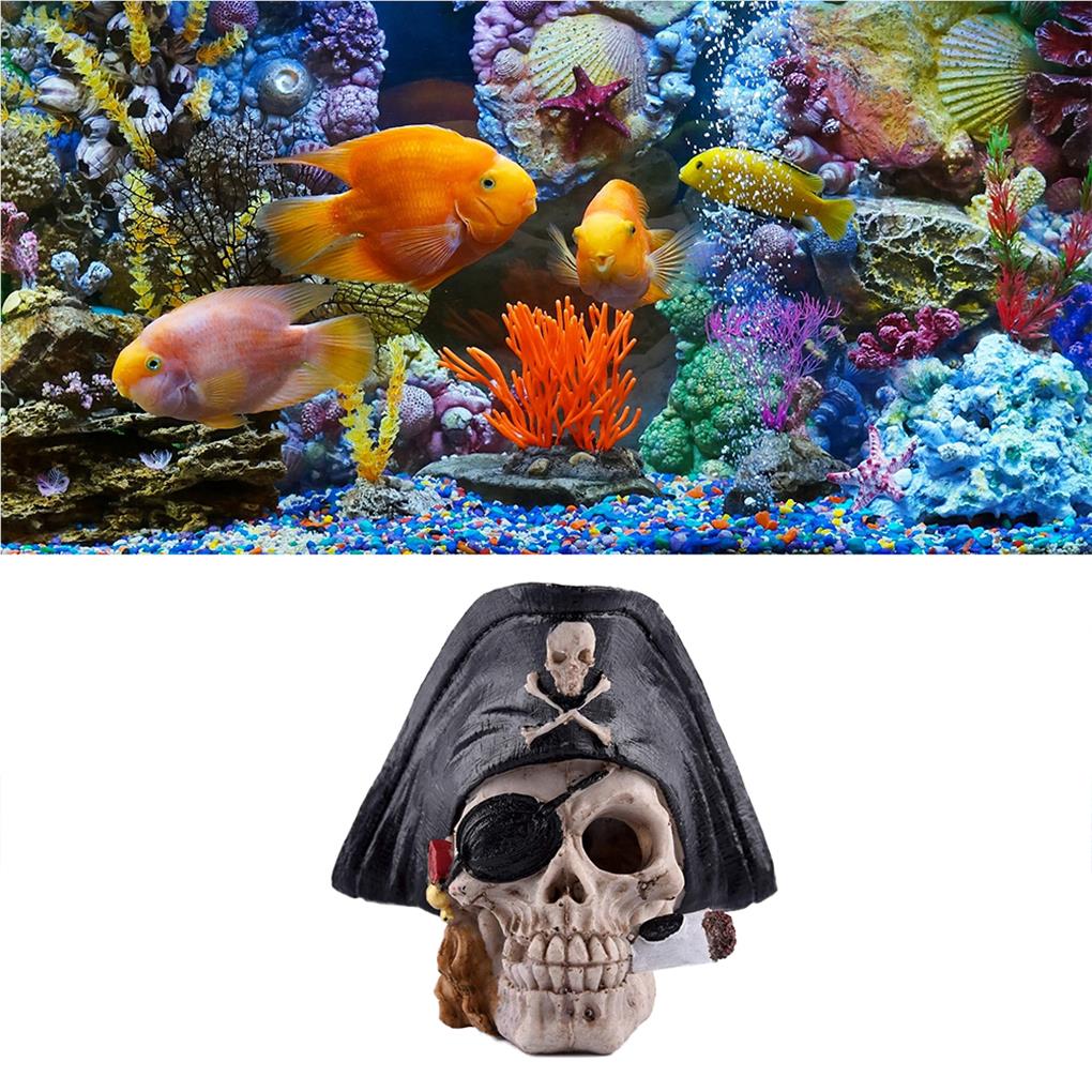 yingyy Fish Tank Aquarium Decoration Skeleton Pirate Captain Fish Tank Ornaments Aquarium Decorative Cave Landscape