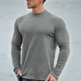 thumbnail image 1 of Timegard Tops for Men Fall Half High Neck Fitting Comfy Underwear Long Sleeve Solid Color Workout Shirts Tops, 1 of 4