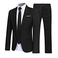 thumbnail image 1 of Jelory Mens 2 Piece Suit Formal Business Slim Fit Suits One Button Solid Blazer Jacket with Trousers Black M, 1 of 7