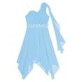 thumbnail image 3 of Ocealan Robe de Demoiselle d'Honneur à une Épaule pour Fille, Robe de Fête de Mariage Junior pour Enfants avec Ceinture Perlée, Bleu Pâle 6, 3 of 6