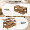 thumbnail image 3 of GUNAITO Table Basse Relevable avec 2 Tiroirs, Table Basse Convertible en Bois avec Rangement pour Salon, Table Centrale, Marron, 107 cm (42 Po), 3 of 9