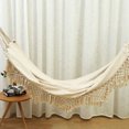 thumbnail image 2 of Hammock Chairs Swing Garden Outdoor Home White Cotton Rope Morocco Macrame-200150cm, 2 of 5