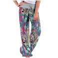 thumbnail image 1 of Womens Wide Leg Pants Womens Spring/Summer High Waist Pants Printed Fashion Flower Print Waist Wide Leg Pants High Waist Pants for Women High Waist Pants Women, 1 of 6
