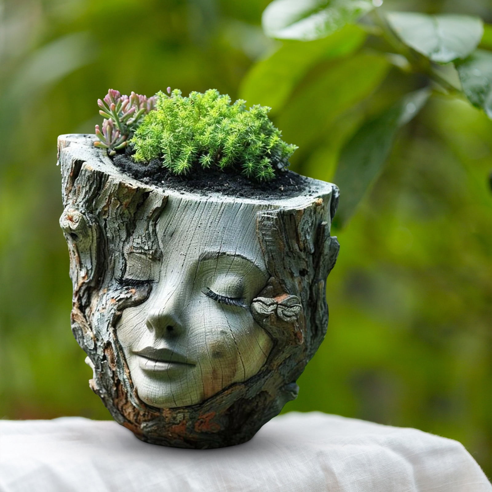 Aodebiao Face Flower Pots, Head Planter Pot for Plants, Succulent Planter, Head Planters, Succulent Planters, Cute Resin Cactus Planters, Funny Cute Face Plant Pot