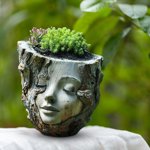 Aodebiao Face Flower Pots, Head Planter Pot for Plants, Succulent Planter, Head Planters, Succulent Planters, Cute Resin Cactus Planters, Funny Cute Face Plant Pot