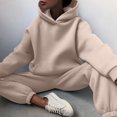 thumbnail image 4 of PVCS Women Casual Solid Color Two Piece Long Pants Hooded Pullover Long Sleeve Sweatshirts Sets, 4 of 8