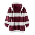 thumbnail image 4 of TIMIFIS Womens Winter Fuzzy Fleece Jacket Hooded Color Block Patchwork Cardigan Coats Outerwear Fashion-WineFall/Winter, 4 of 5