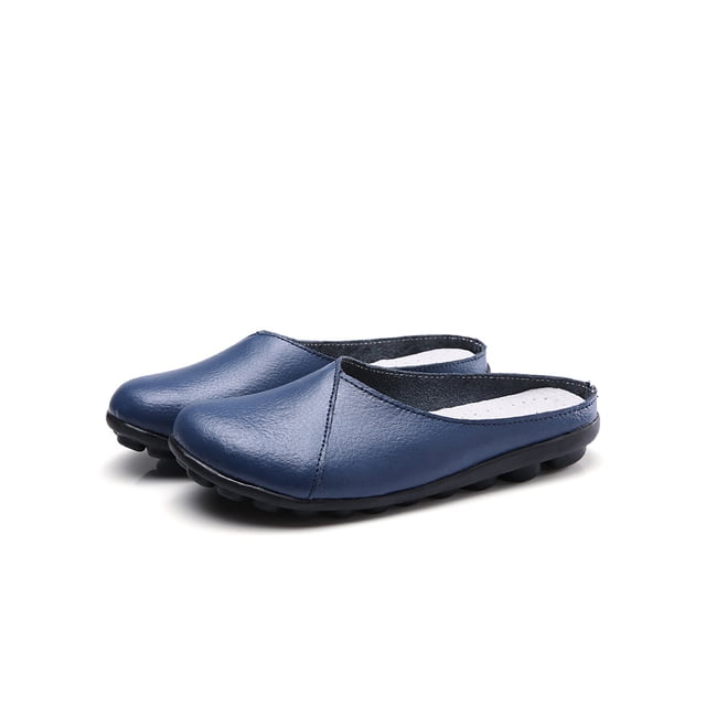 MAWCLOS Women Flats Comfort Clogs Slip On Lightweight Mules Closed Toe Driving Slides Dark Blue 11