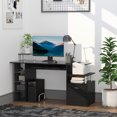 thumbnail image 2 of Bureau d'Ordinateur en Bois Table pour Portable Poste de Travail avec Tiroir de Rangement Étagère Noir, 2 of 10