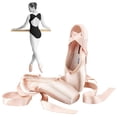 thumbnail image 3 of AMERTEER Professional Women Ballet Practice Pointe Flat Sole Dance Shoes with Ribbons 37, 3 of 9