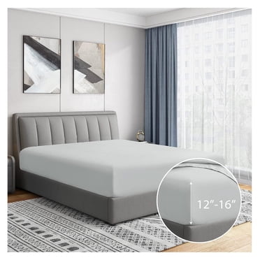 EcoNesxp Drap-Housse à Poche Standard Gris Pâle de 1,5 Po Grand Lit