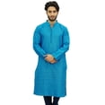 thumbnail image 1 of Atasi Ethnic Men's Kurta Pyjama Set Blue Bollywood Designer Shirt-Small, 1 of 7