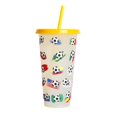 thumbnail image 2 of Oleegame 1PC Glass Bottle Creative Water Cup Football Cup PP Plastic Straw Cup Football Plastic Transparent Straw Cup 710ml Cold Change Temperature Sensitive Plastic Cup, 2 of 4