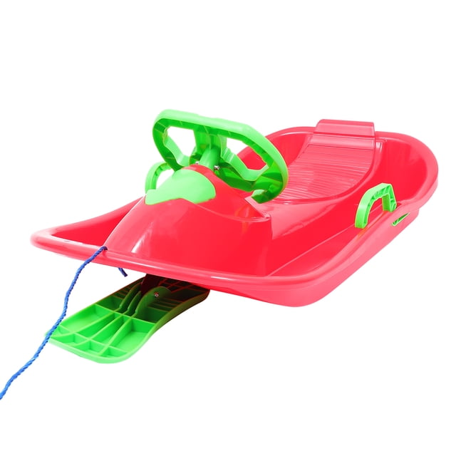 1PC Children Adult Extra Thick Ski Board with Steering Wheel Brakes Double Sled