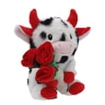 thumbnail image 3 of weibbin Valentine Spotted Calf Plush 6 Inch with Bouquet, Soft Stuffed Animal Doll, Romantic Home Decor for Gift, 3 of 9