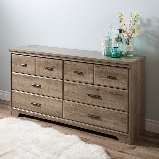 South Shore Versa 6-Drawer Dresser for Adult, in Weathered Oak